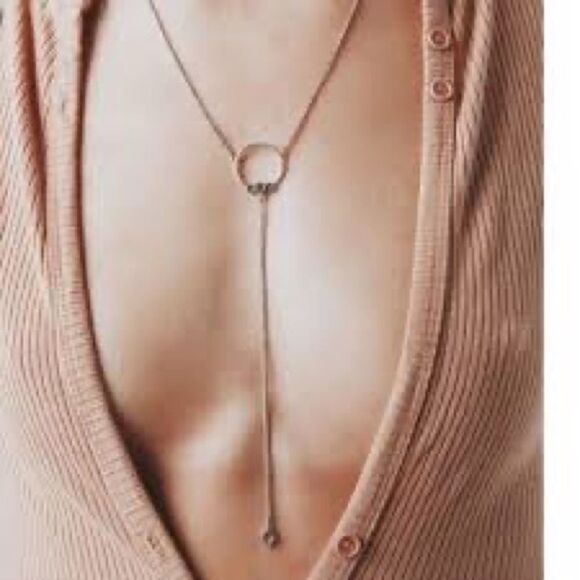 Luv Aj Full Bloom Rose Gold Lariat Necklace, NWT - Picture 2 of 6